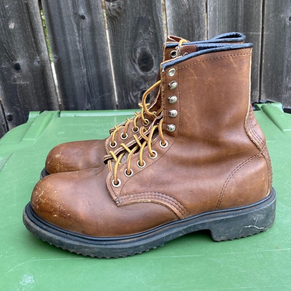 Red Wing 2233 Mens Brown Leather Steel Toe Work Boots 8 Inch Made in USA Size 7E